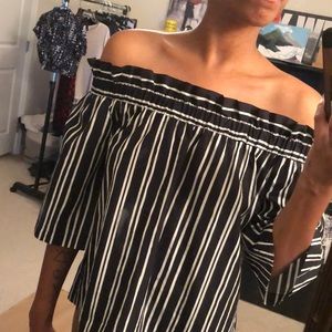 Off shoulder black and white H&M blouse